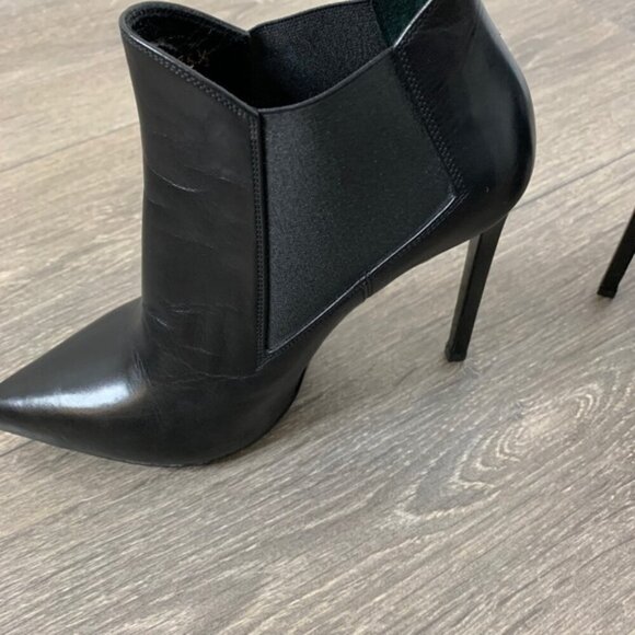Saint Laurent YSL Classic Paris Ela 110 Ankle Boots Heels Stiletto Leather Black - Picture 11 of 15